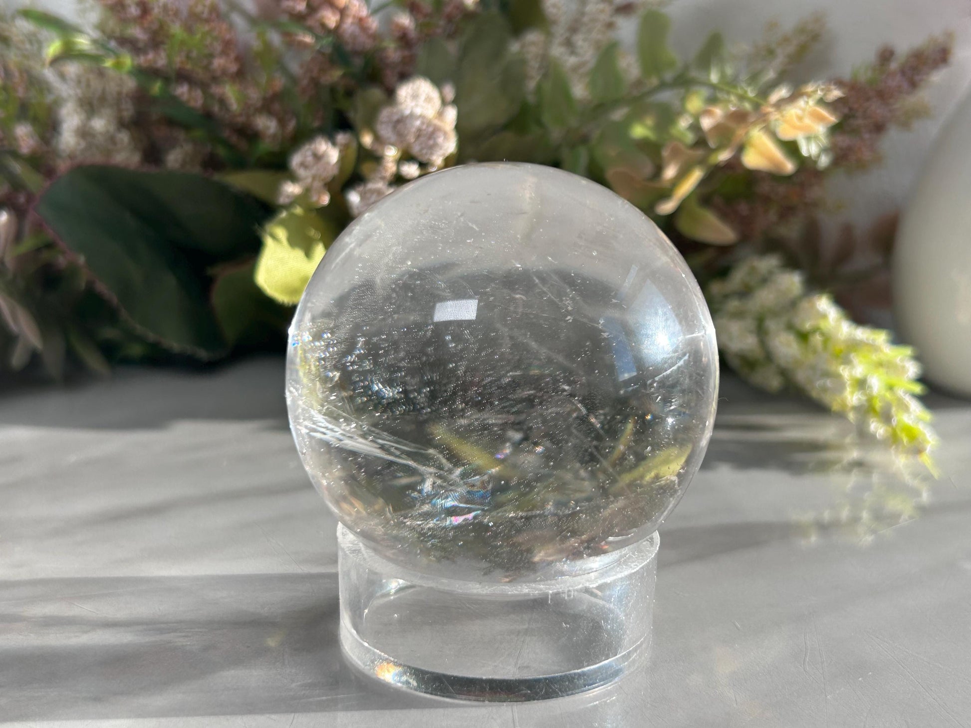Rainbow Clear Quartz Sphere, Clear Quartz with Rainbows, Flashy Quartz, Crystal Sphere, Natural Healing Stone-Crystal Spheres-Clear quartz