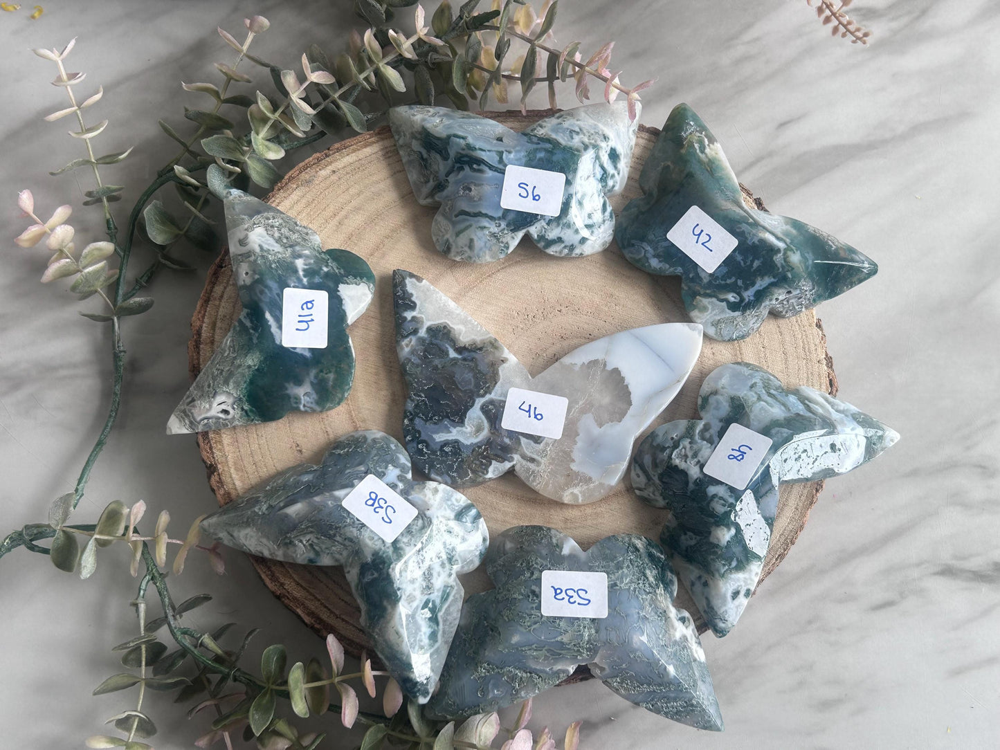 Beautiful Moss Agate 3D Butterfly | Crystal Butterfly | Druzy Moss Agate Carving | Crystal Gift | Healing Crystal | Moss Agate Quartz-Crystal Carvings-Moss Agate