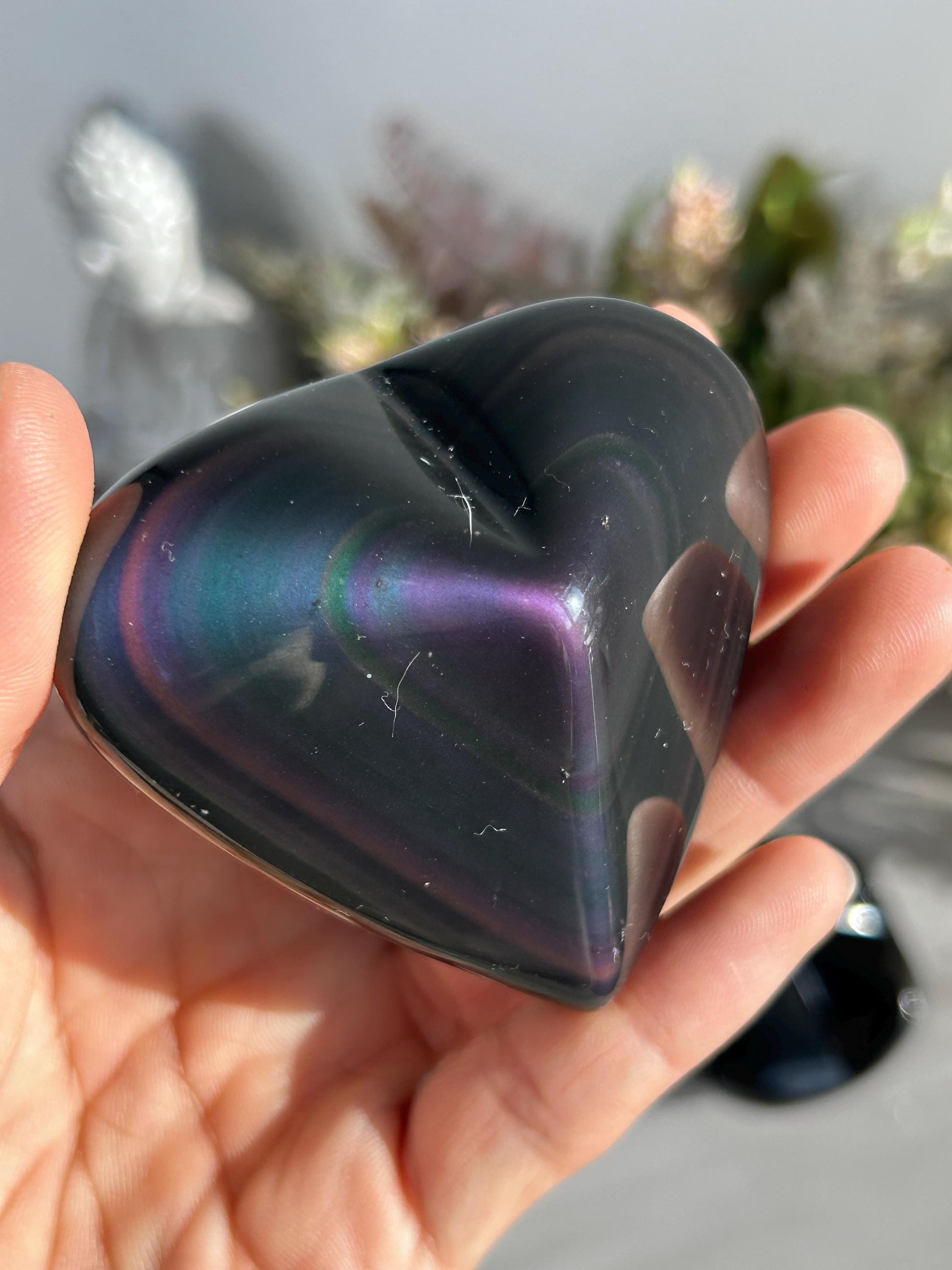 Rainbow Obsidian Heart | Rainbow Obsidian Star-Crystal Carvings-Rainbow Obsidian