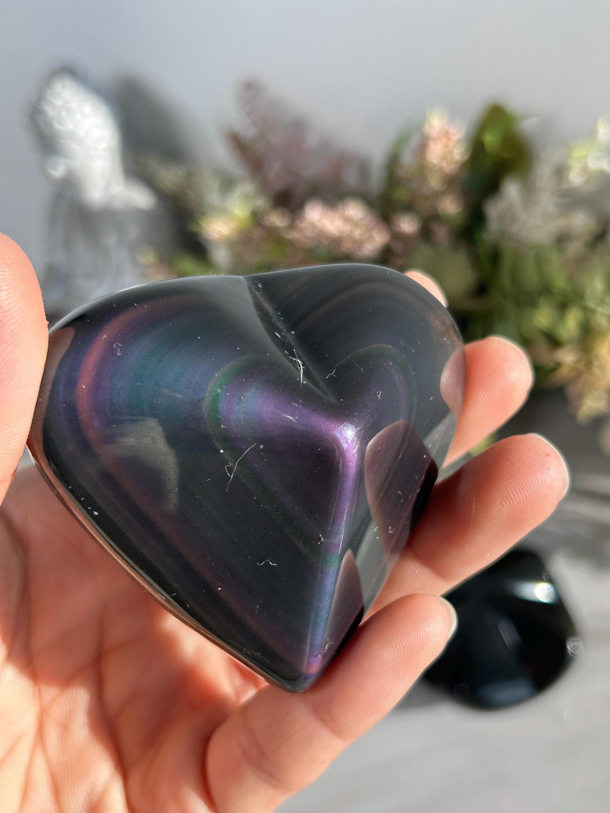 Rainbow Obsidian Heart | Rainbow Obsidian Star-Crystal Carvings-Rainbow Obsidian