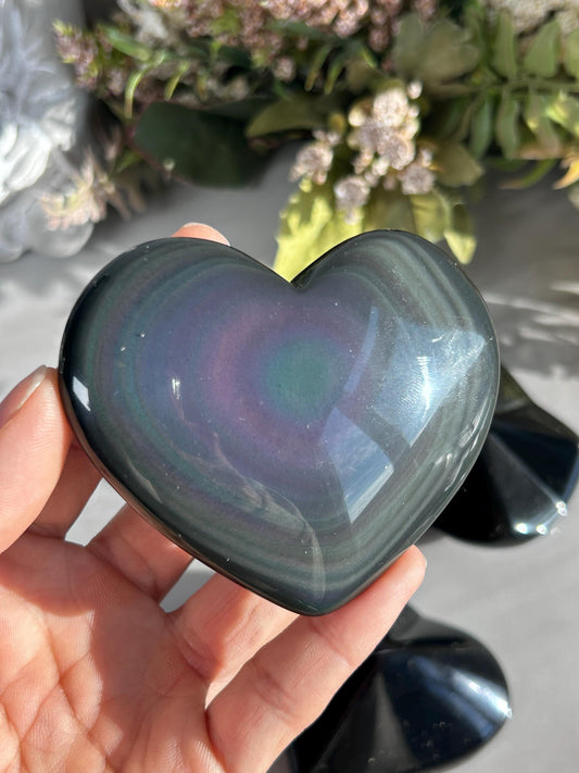 Rainbow Obsidian Heart | Rainbow Obsidian Star-Crystal Carvings-Rainbow Obsidian