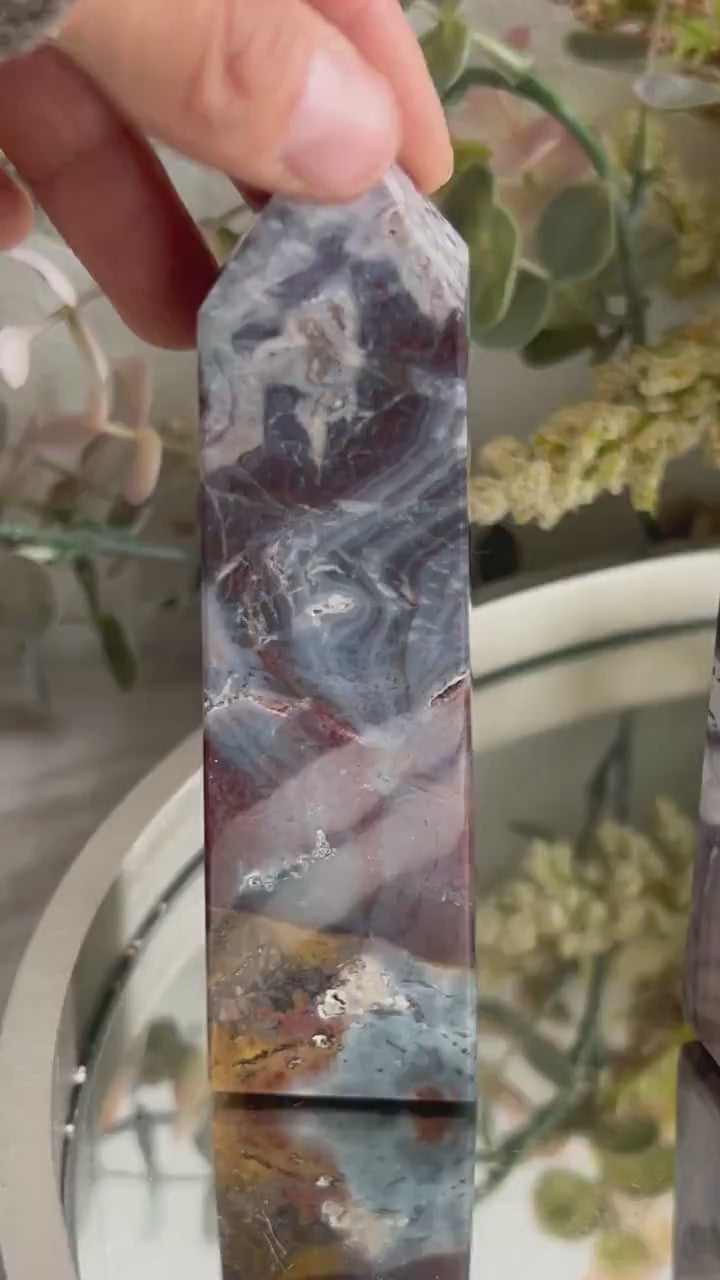 Purple Chalcedony Tower From Indonesia | Crystal Tower Obelisk | Crystal Lover Gifts | Home Decor