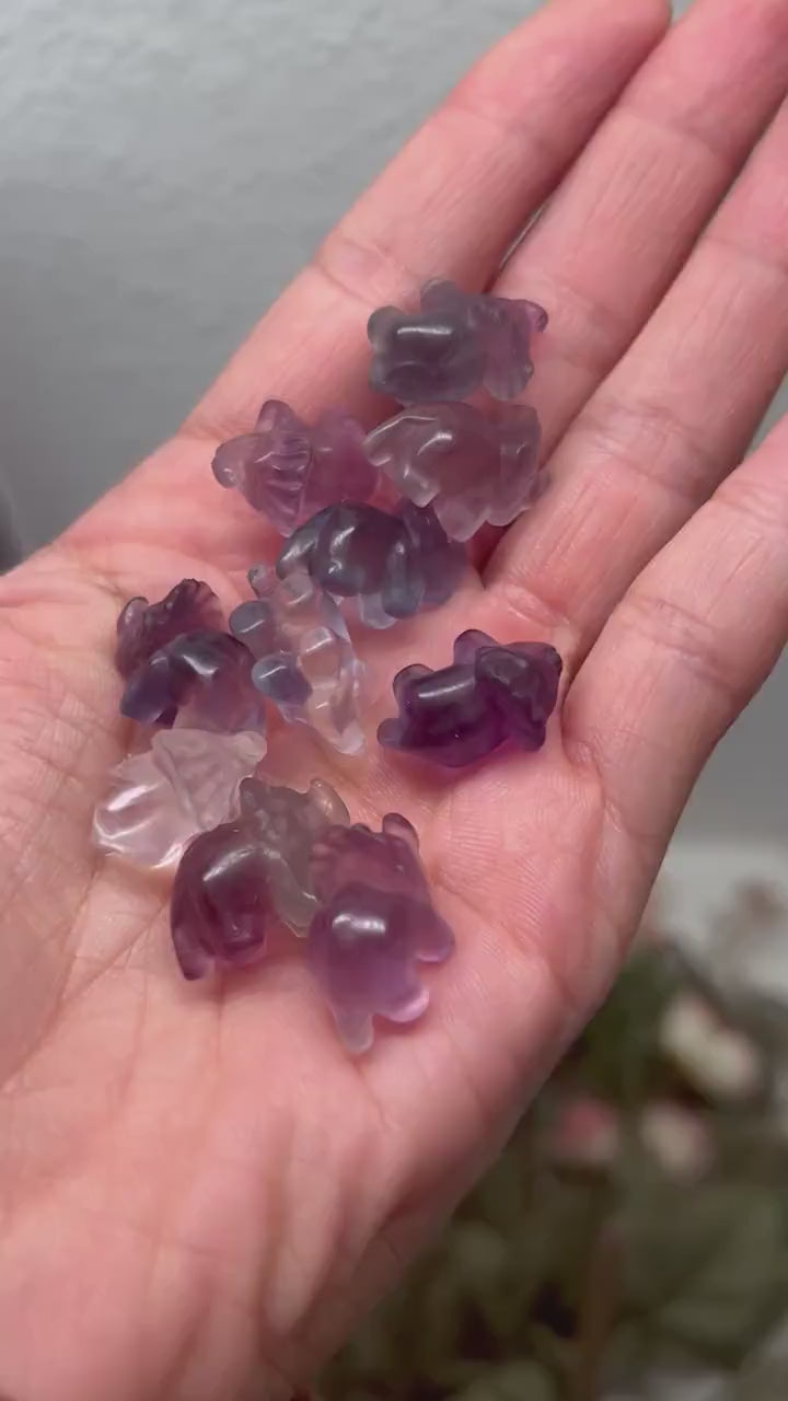 Mini Rainbow fluorite triceratops | Mini Crystals | Candy Fluorite | Crystal Seashells | Crystals for Grids | Gifts | Crystal Dinosaur