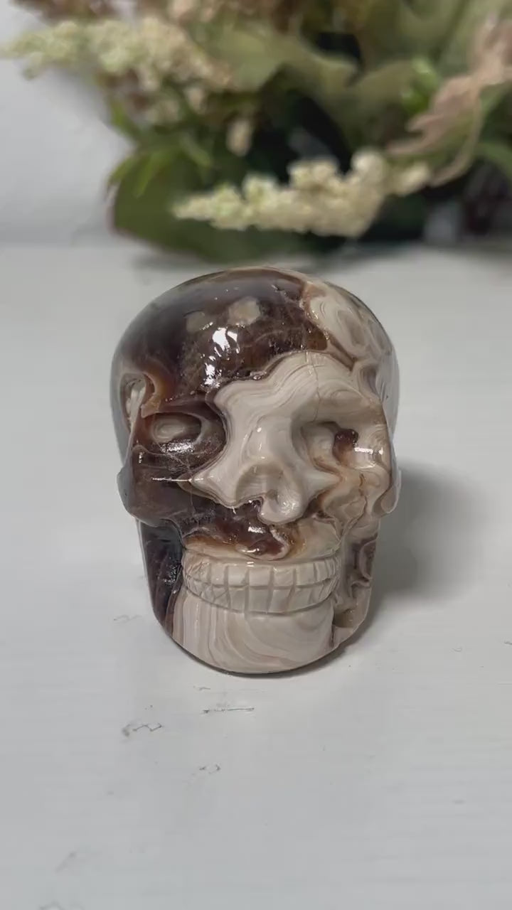 Chocolate Calcite Skull Carving | Crystal Skull Carving | Chocolate Calcite Skull Crystal | Crystal Gift | Spiritual Home Decor | Skull Art