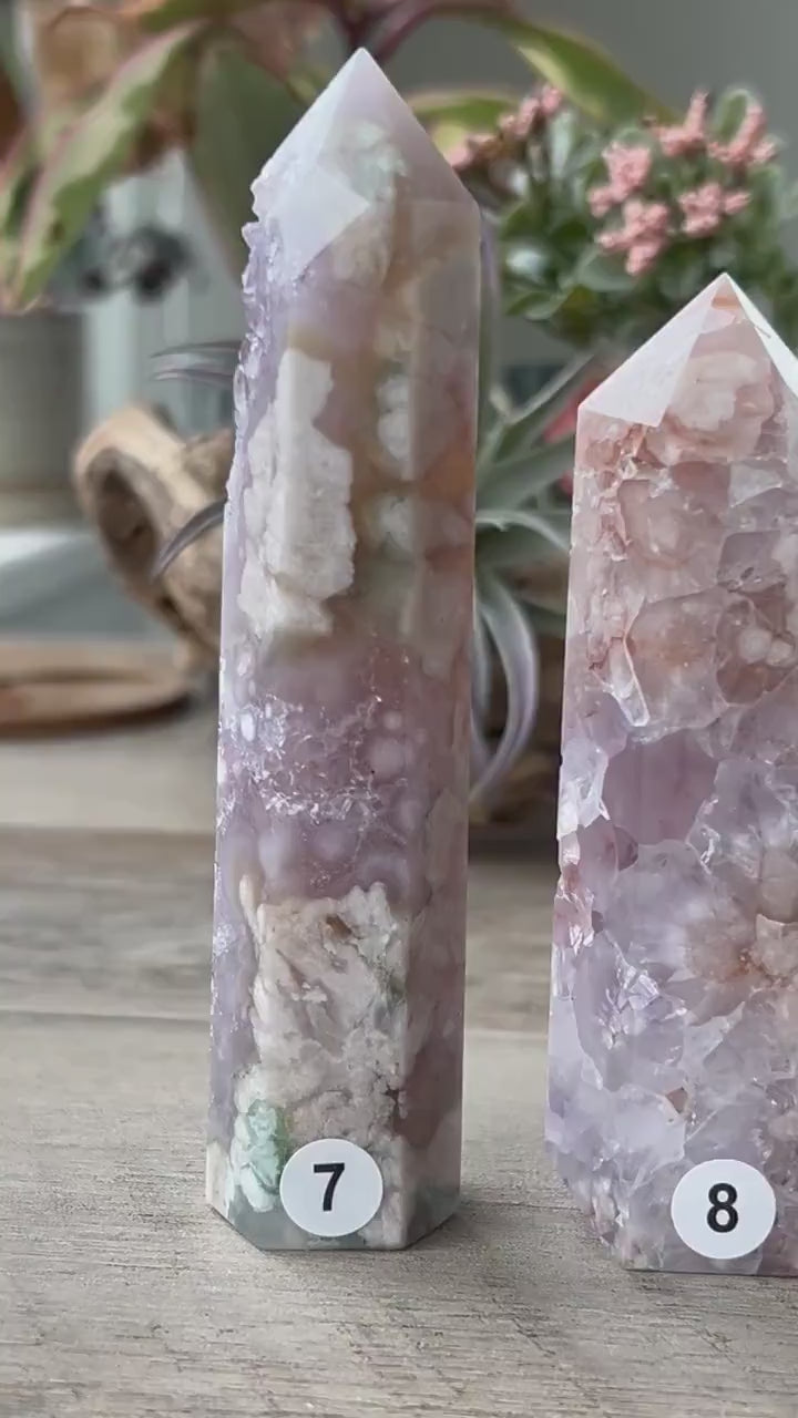 YOU CHOOSE | Pink Amethyst Flower Agate Tower | Pink Amethyst | Flower Agate Quartz Tower | Flower Agate | Natural Healing Crystals