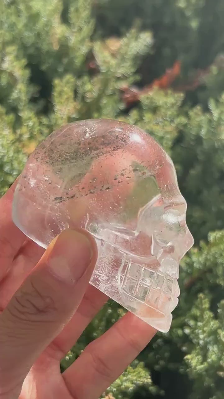 RARE Natural Garden Quartz Crystal Skull | Garden Quartz Skull | Colorful Lodalite Garden Quartz | Reiki | Home Decor | Healing Crystals