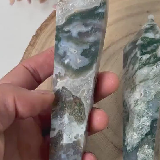 Beautiful High Quality Druzy Moss Agate Quartz Wand | Crystal Spector | Colorful Moss Agate | Crystal Gifts | Natural Healing Crystals