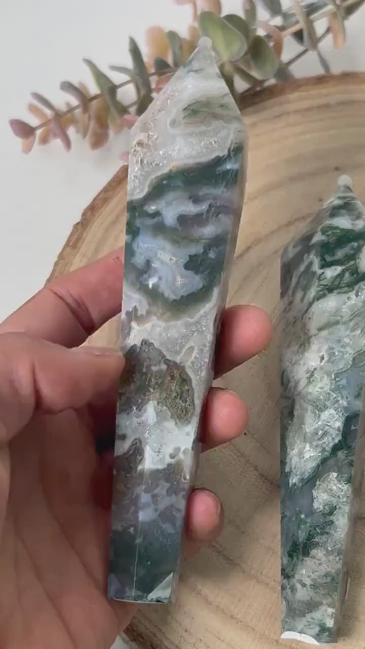 Beautiful High Quality Druzy Moss Agate Quartz Wand | Crystal Spector | Colorful Moss Agate | Crystal Gifts | Natural Healing Crystals