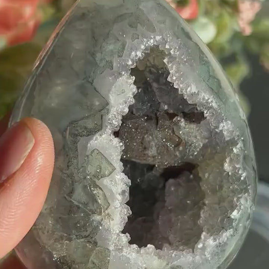 Uruguay Sugar Rainbow Amethyst Calcite Egg | Amethyst Egg | Uruguayan Amethyst | Rainbow Amethyst | Crystal Egg | Home Decor | Crystal Gift