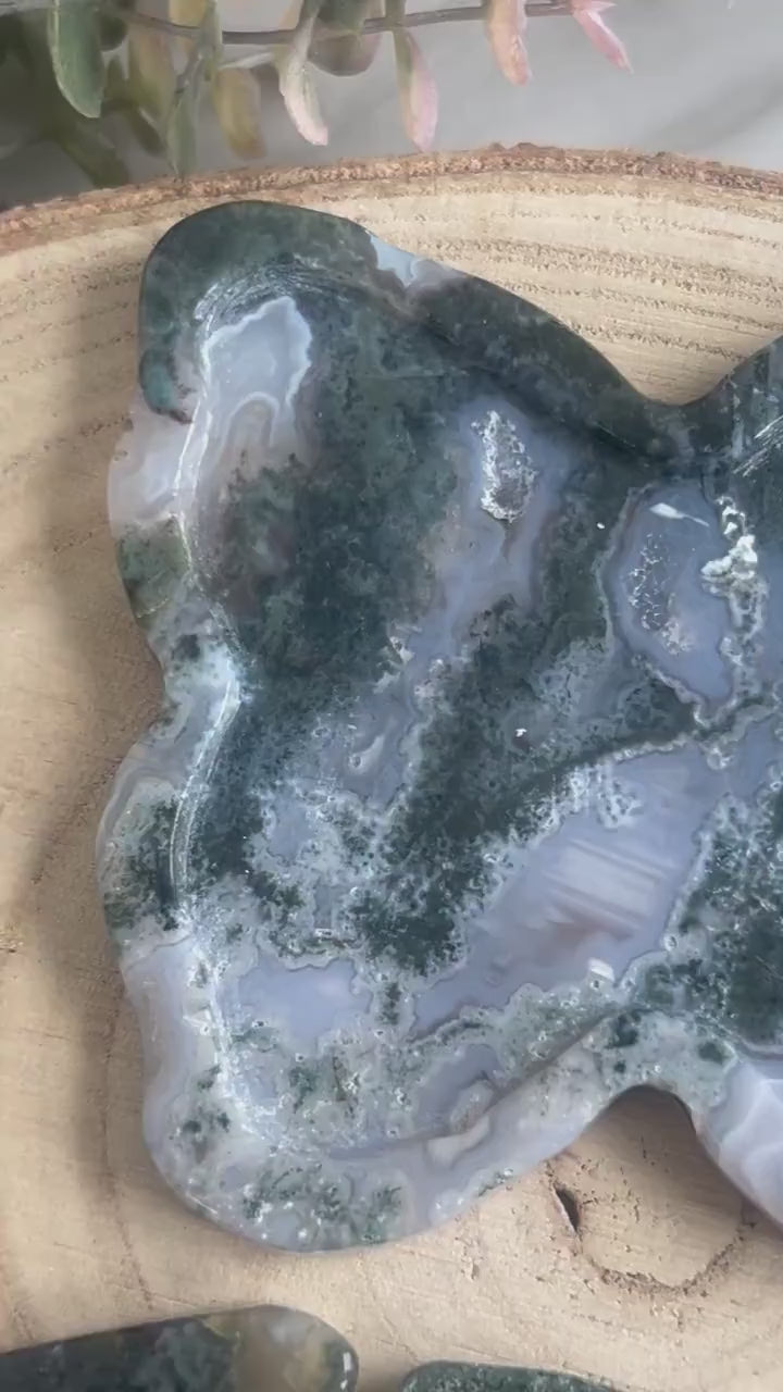Beautiful Moss Agate Butterfly Bowl | Crystal Bowl | Moss Agate Butterfly | Crystal Gifts | Natural Healing Crystals | Moss Agate Dish