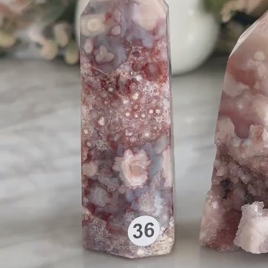 Stunning High Quality Druzy Pink Amethyst Flower Agate Tower Point Obelisk | Healing Crystals for Meditation | Crystal Gift | Home Decor