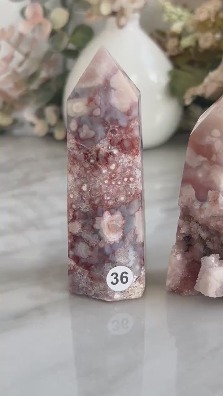 Stunning High Quality Druzy Pink Amethyst Flower Agate Tower Point Obelisk | Healing Crystals for Meditation | Crystal Gift | Home Decor