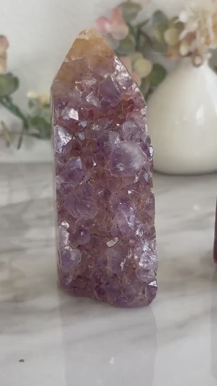 Colorful Amethyst & Quartz Geode From Uruguay With Banding | Amethyst Cluster | Amethyst Tower | Healing Crystal | Home Decor | Crystal Gift