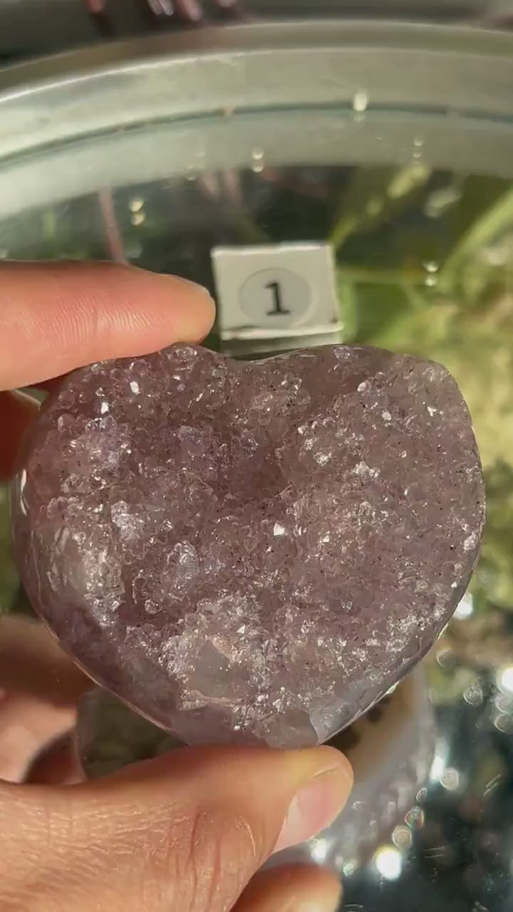 RARE Uruguay Sugar Rainbow Amethyst Heart | Uruguayan Amethyst | Rainbow Amethyst | Amethyst Heart Geode | Crystal Heart | Cluster Heart