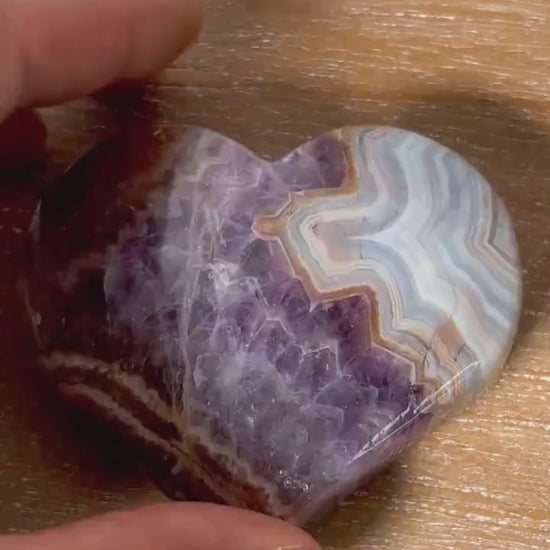 Vibrant Amethyst Mexican Crazy Lace Agate Crystal Heart