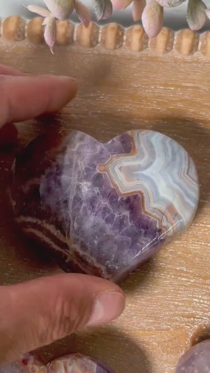 Vibrant Amethyst Mexican Crazy Lace Agate Crystal Heart