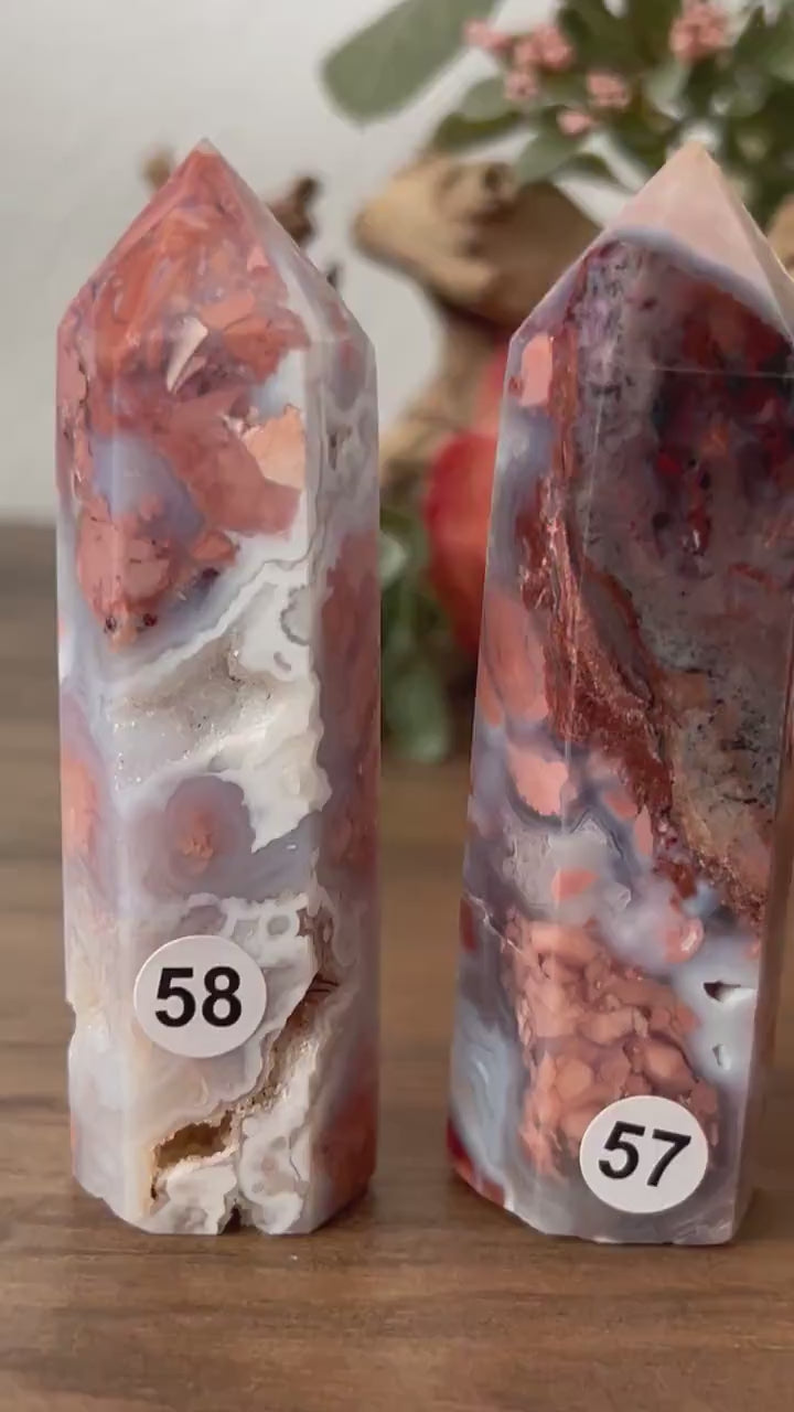 Beautiful, Super Druzy Pink Agate Tower | Pink Agate Point | Crystal Tower | Petal Agate | Natural Healing Crystals | Crystal Gifts