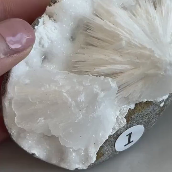 Scolecite Spray inside quartz geode | Natural Scolecite Geode | Fine Scolecite with Heulandite | Natural Crystal Healing | Crystal Gifts