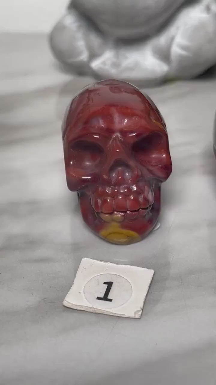 Mookaite Jasper Skull | Natural Stone Carved | Metaphysical Healing and Home Decor