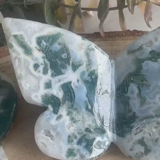 Beautiful Moss Agate 3D Butterfly | Crystal Butterfly | Druzy Moss Agate Carving | Crystal Gift | Healing Crystal | Moss Agate Quartz