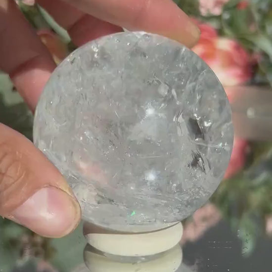 Rainbow Clear Quartz Sphere, Clear Quartz with Rainbows, Flashy Quartz, Crystal Sphere, Natural Healing Stone