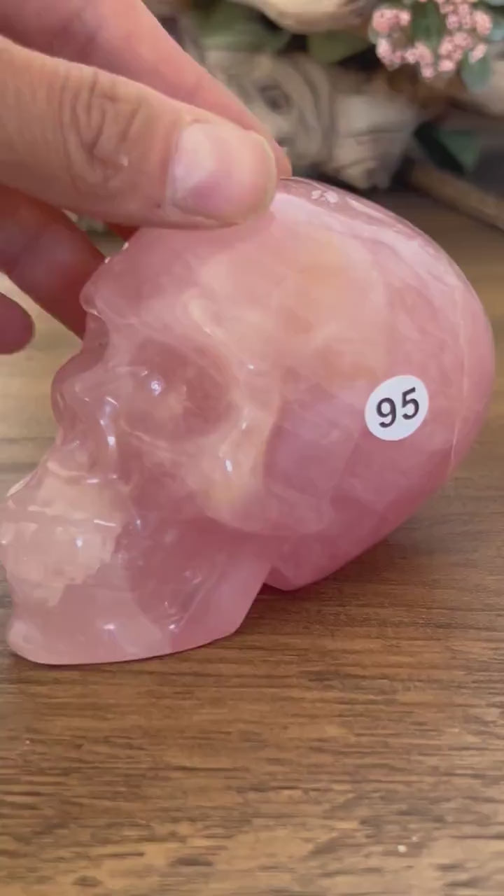 Super Gemmy High Quality Rose Quartz Skull | Super Pink Rose Quartz Skull | Crystal Skull | Crystal Gift | Skull Art | Spiritual Home Decor