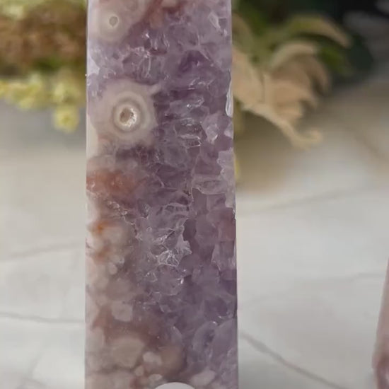 Stunning High Quality/ Grade AAA Pink and Purple Amethyst Flower Agate Tower | Pink Amethyst Flower Agate Tower | Crystal Gift