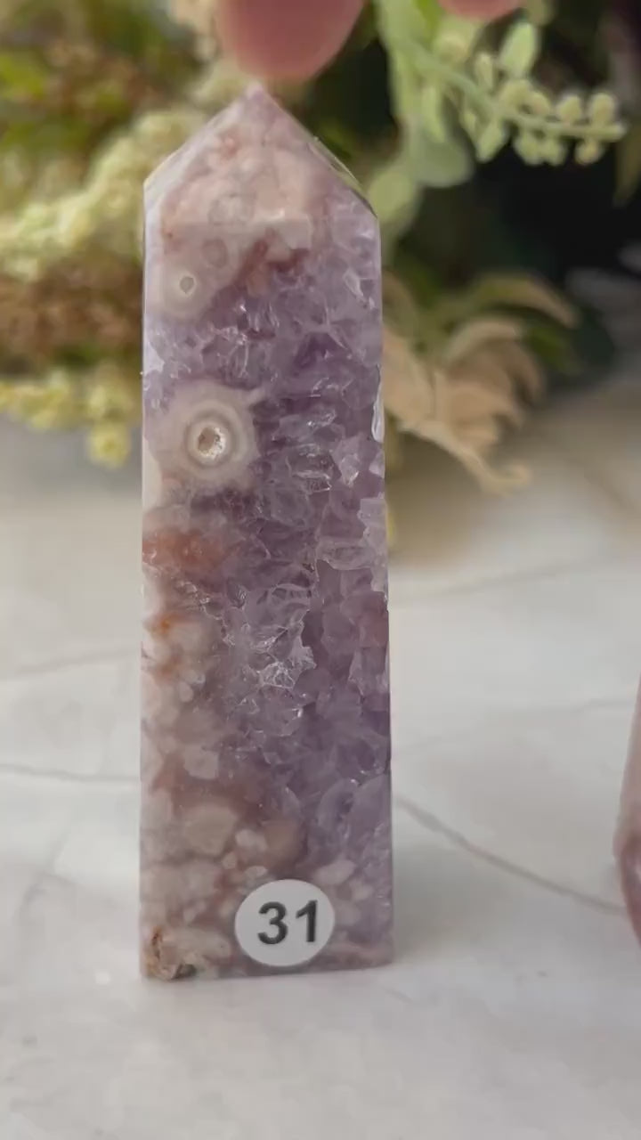 Stunning High Quality/ Grade AAA Pink and Purple Amethyst Flower Agate Tower | Pink Amethyst Flower Agate Tower | Crystal Gift