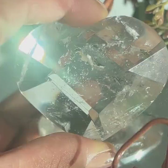 Citrine and Smokey Quartz Faceted Heart with Rainbows | Crystal Heart | Clarity Meditation | Master Healer | Crystal Sphere | Crystal Gift