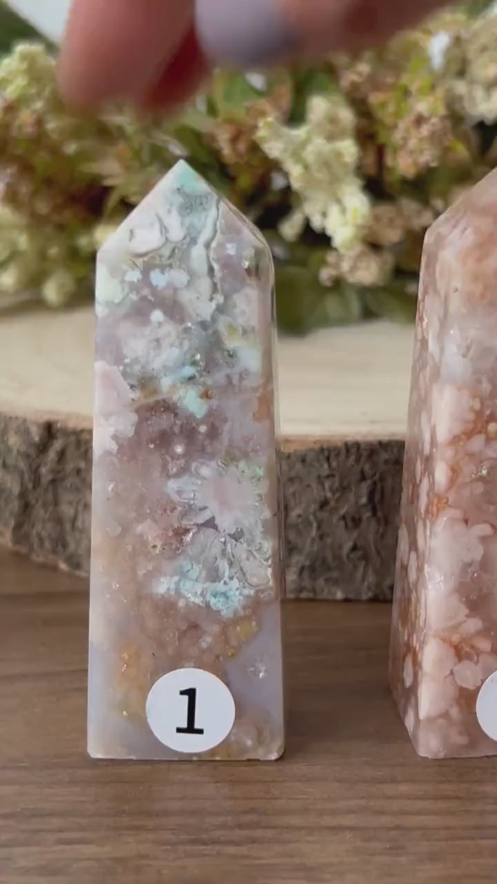 Druzy Pink Amethyst Flower Agate Tower | Purple Flower Agate Amethyst |  Pink Amethyst Tower | Flower Agate Tower | Crystal Gifts | Healing